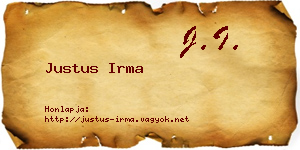 Justus Irma névjegykártya